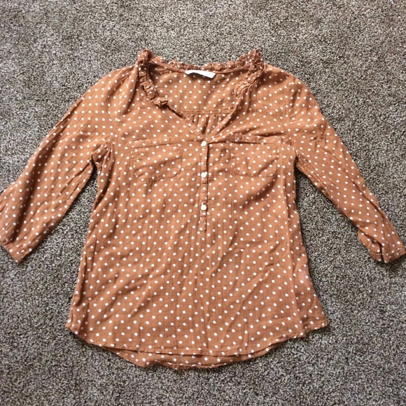 🎀 BOGO Old Navy brown and white polka dot top