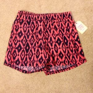 Childs large navy and coral print shorts