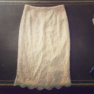 Cream color lace pencil skirt