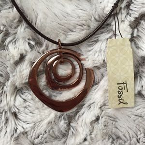 Fossil Funky Artistic Metal Leather Necklace