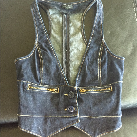Dark denim vest