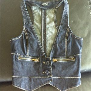 Dark denim vest