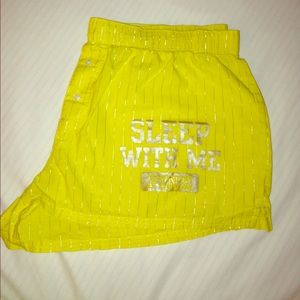 PINK Yellow and Silver Stripes Slumber Shorts Sz L