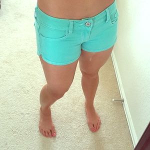 Seafoam American Eagle stretchy denim shorts