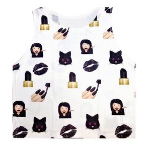 Dark emoji crop tank **pre-order**