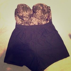 Navy blue strapless romper