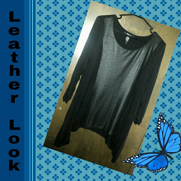 Black Leather Look Hi/Lo Comfy Top