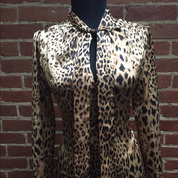 Animal print tie top shirt