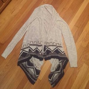 Geo/tribal print kimono sweater blue and grey S