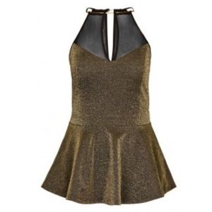 City Chic Plus Size gold dazzle peplum top