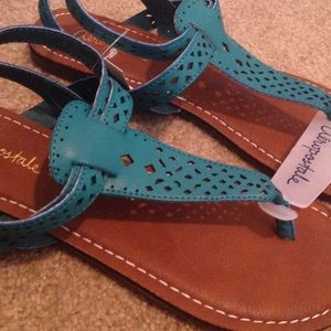 Blue sandals!