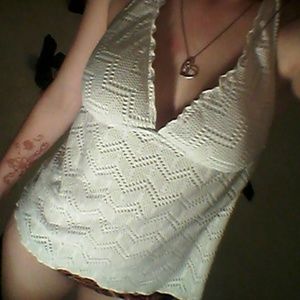 White halter bathing suit top