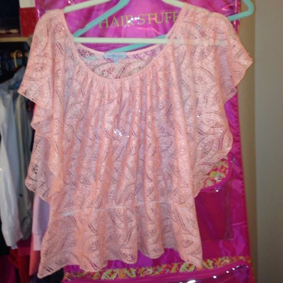 Cute boho pale pink top
