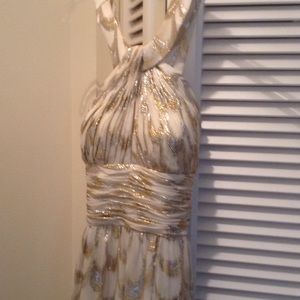 Aiden Maddox silver gold shimmer dress