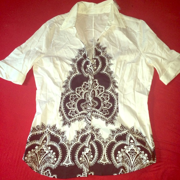 NWT black and white detailed dress shirt