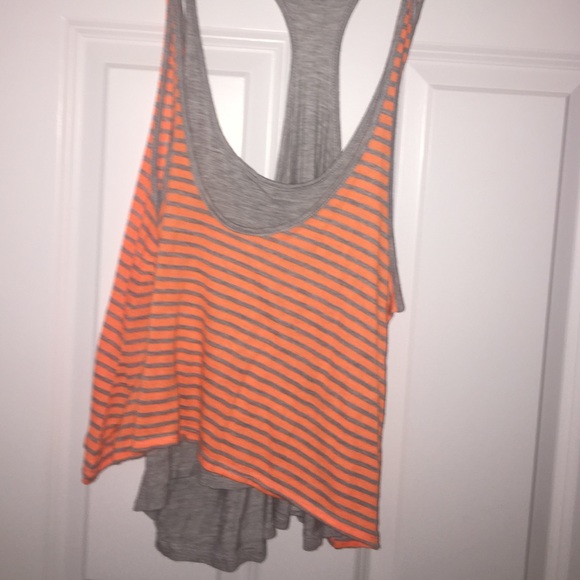 Orange and grey striped tank top