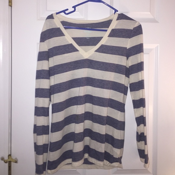 White and Blue striped Long sleeve