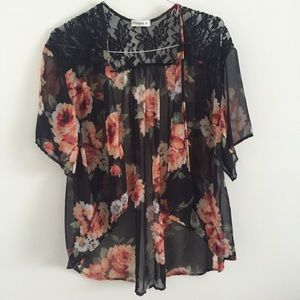 Sheer floral kimono
