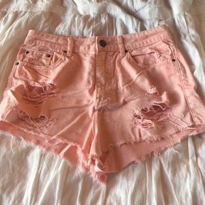 Urban Outfitters pink high waisted cut off shorts