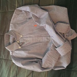 Purple and white checkered button up