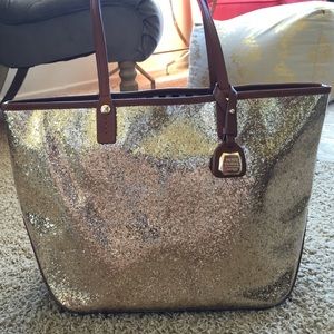 Gold glitter Henri Bendel tote