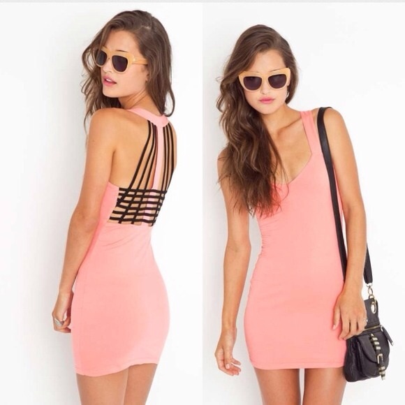 Motel Rocks Renee Cage Dress black and coral XS