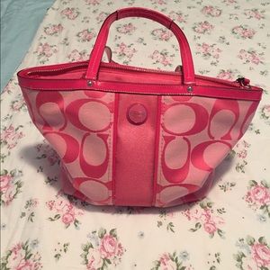 Pink signature stripe tote