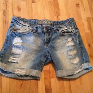 Ripped jean shorts