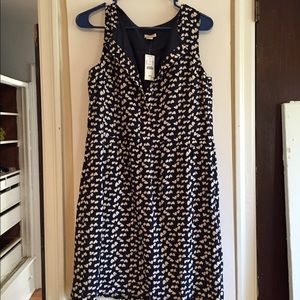 NWT J. Crew Navy Blue Dress With Heart Pattern