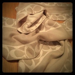 Beige and white reversible Coach scarf