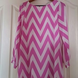 Pink and White chevron dress