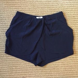 Tibi 100% Silk Lined Navy Ruffle Shorts