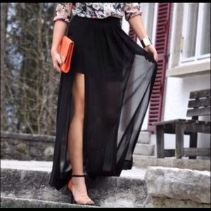 Sheer black maxi skirt