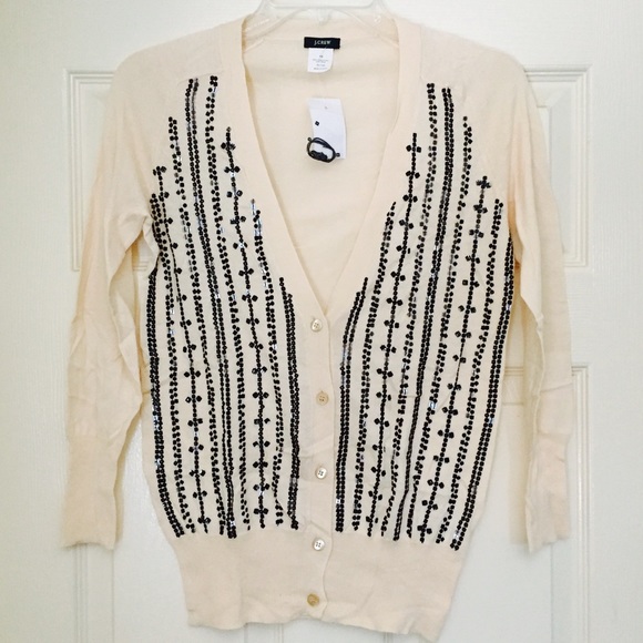 J. CREW CASCADING SEQUIN CARDIGAN - Picture 2 of 4