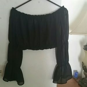 Accent black half shirt with long sleeves size med