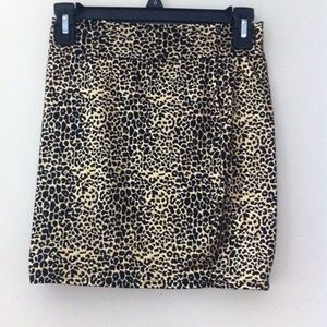 Forever21 gold foil leopard bodycon mini skirt
