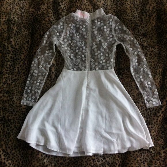 White lace see through dress XS