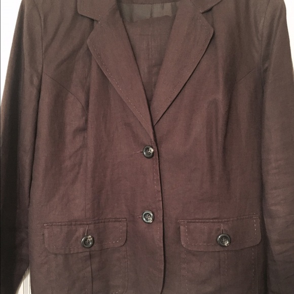 Brown Linen Jacket & Pants Suit
