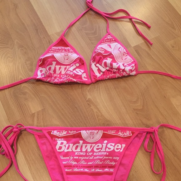 Super cute! Budweiser hot pink bikini