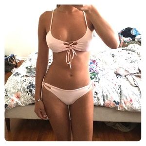 Pink macrame bikini medium