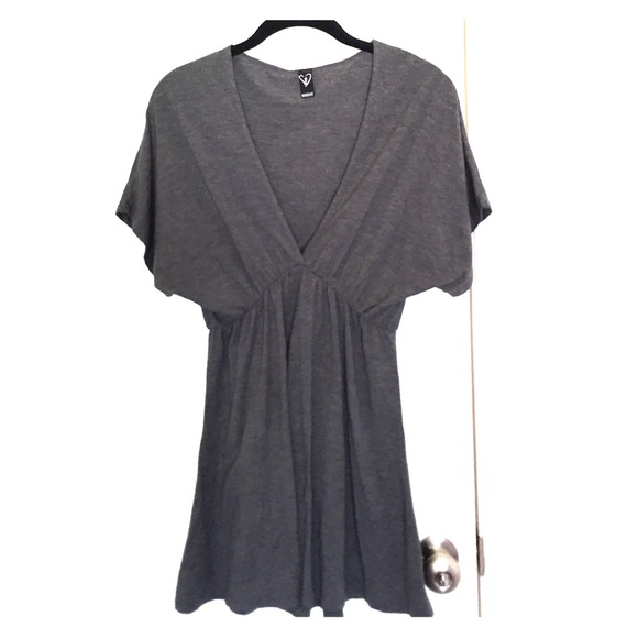 Windsor grey empire waist deep v tunic