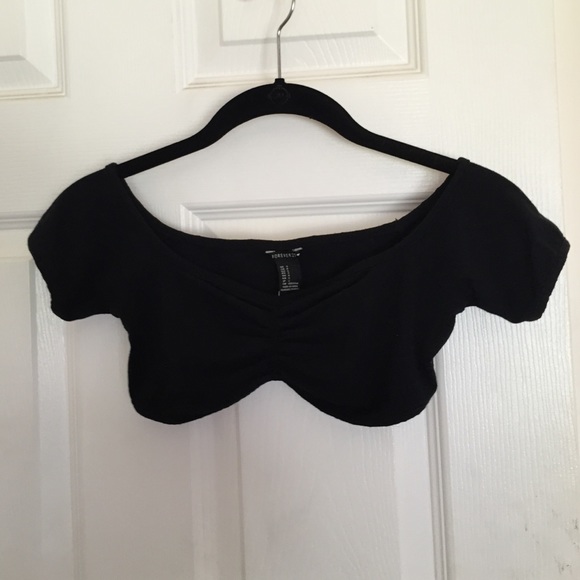 Black off the shoulder crop