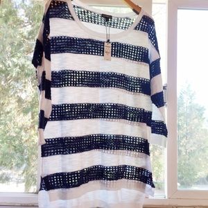 NWT Navy & White Express Sweater