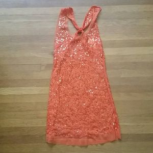 NWT orange sequined tank top sz XS