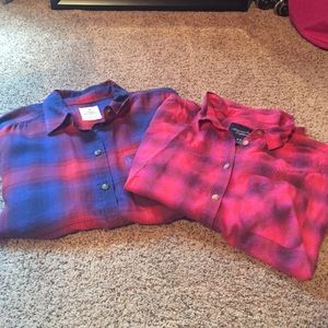 Two Lightweight American Eagle Flannel Shirts