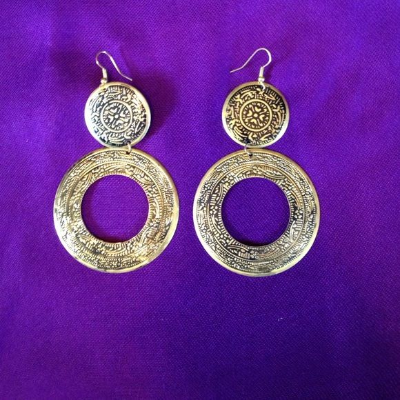 Gold Toned Large Earrings
