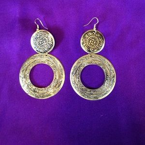 Gold Toned Large Earrings