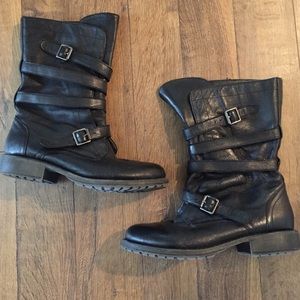 Steve Madden black leather Moto boots
