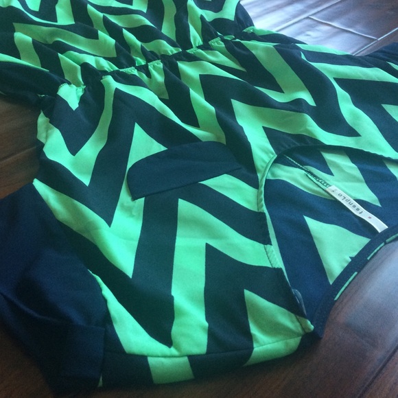 Mint/Navy Chevron Dress, M