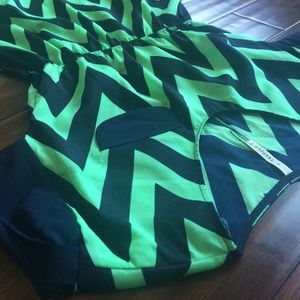 Mint/Navy Chevron Dress, M